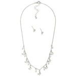 Wholesale chain Link Necklace Pearl Metal Butterfly Charms Metal Ball Studs Incl