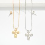 Wholesale snake Chain Link Necklace Hammered Metal Cross Pendant Gold Ball Studs