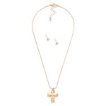 Wholesale snake Chain Link Necklace Hammered Metal Cross Pendant Metal Ball Stud