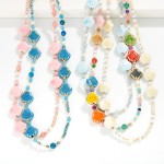 Wholesale porcelain Shell Beaded Necklace Pearls Faceted Beads L Extender L