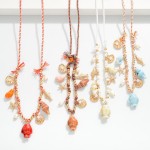 Wholesale adjustable Twine Braided Necklace Beach Charms old Tones Pearls L One