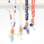 Wholesale marbled Rice Bead Necklace Porcelain Beach Pendants L Extender L