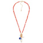 Wholesale marbled Rice Bead Necklace Porcelain Beach Pendants L Extender L