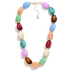 Wholesale marbled Acetate Beaded Necklace Gold Beads L Extender L