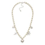 Wholesale chain Link Ribbon Woven Necklace Metal Charms Rhinestones L Extender L