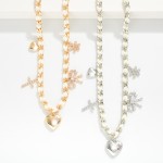 Wholesale chain Link Ribbon Woven Necklace Metal Charms Rhinestones L Extender L