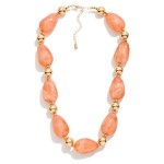 Wholesale chunky Marbled Acetate Bead Beaded Necklace Gold Tones L Extender L