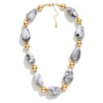 Wholesale chunky Marbled Acetate Bead Beaded Necklace Gold Tones L Extender L