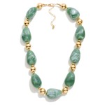 Wholesale chunky Marbled Acetate Bead Beaded Necklace Gold Tones L Extender L