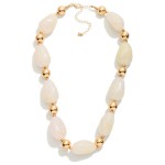 Wholesale chunky Marbled Acetate Bead Beaded Necklace Gold Tones L Extender L