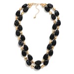 Wholesale layered Marble Beaded Necklace Gold Nugget Beads L Extender L