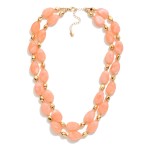 Wholesale layered Marble Beaded Necklace Gold Nugget Beads L Extender L