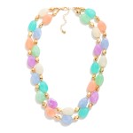Wholesale layered Marble Beaded Necklace Gold Nugget Beads L Extender L