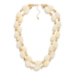 Wholesale layered Marble Beaded Necklace Gold Nugget Beads L Extender L
