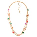 Wholesale layered Chain Link Necklace Glass Crystal Stations L Extender L