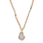 Wholesale stone Faceted Bead Beaded Necklace Crystal Pendant L Extender L