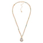 Wholesale stone Faceted Bead Beaded Necklace Crystal Pendant L Extender L