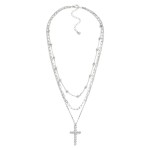 Wholesale layered Chain Link Necklace Bubble Cross Pendant L Extender L