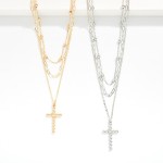 Wholesale layered Chain Link Necklace Bubble Cross Pendant L Extender L