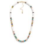 Wholesale heishi Bead Necklace Gold Tones Stone L Extender L