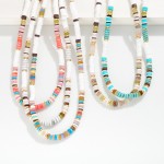 Wholesale heishi Bead Necklace Gold Tones Stone L Extender L