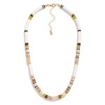 Wholesale heishi Bead Necklace Gold Tones Stone L Extender L