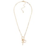 Wholesale paperclip Chain Link Necklace Twisted Metal Hoop Heart Cross Rhineston