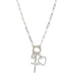 Wholesale paperclip Chain Link Necklace Twisted Metal Hoop Heart Cross Rhineston