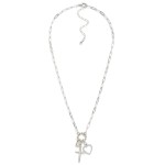 Wholesale paperclip Chain Link Necklace Twisted Metal Hoop Heart Cross Rhineston