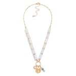 Wholesale candy Stone Beaded Chain Link Necklace Metal Beach Charms L Extender L