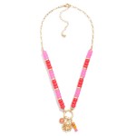 Wholesale candy Stone Beaded Chain Link Necklace Metal Beach Charms L Extender L