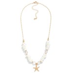 Wholesale metal Chain Link Necklace Star Pendant Broken Shell Beads Round Beads