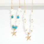 Wholesale metal Chain Link Necklace Star Pendant Broken Shell Beads Round Beads