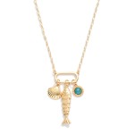 Wholesale chain Link Necklace Metal Fish Shell Stone Charms L Extender L