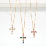 Wholesale chain Link Necklace Metal Disc Stations Rhinestone Pendant Necklace L