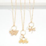 Wholesale chain Link Necklace Metal Hexagon Insect Pendent L Extender L