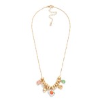 Wholesale twisted Chain Link Necklace Gold Disc Beads Multi Charms L Extender L