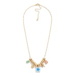 Wholesale twisted Chain Link Necklace Gold Disc Beads Multi Charms L Extender L