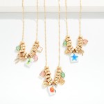 Wholesale twisted Chain Link Necklace Gold Disc Beads Multi Charms L Extender L