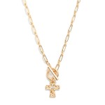 Wholesale paper Clip Chain Link Necklace Two Cross Pendant Toggle Clasp L