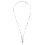 Wholesale paper Clip Chain Link Necklace Two Cross Pendant Toggle Clasp L