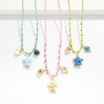 Wholesale braided Rope Tinsel Charm Necklace Porcelain Shell Starfish Charms L E
