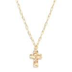 Wholesale chain Link Necklace Hammered Metal Cross Pendant L Extender L