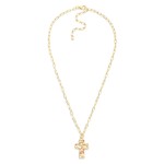 Wholesale chain Link Necklace Hammered Metal Cross Pendant L Extender L