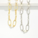 Wholesale oval Link Chain Link Necklace Pearl Stations L Extender L