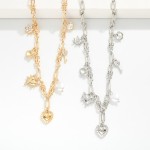 Wholesale metal Paperclip Chain Link Necklace Metal Charms Rhinstones Pearl L Ex