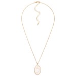 Wholesale chain Link Necklace Pearlescent Oval Pendant L Extender L