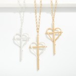 Wholesale long Chain Link Necklace Metal Heart Cross Pendant L Extender L