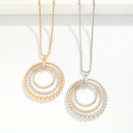 Wholesale long Box Chain Necklace Textured Metal Nesting Hoops Pendant L