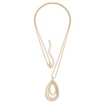 Wholesale long Chain Link Necklace Nesting Textured Metal Teardrops Pendant L Ex